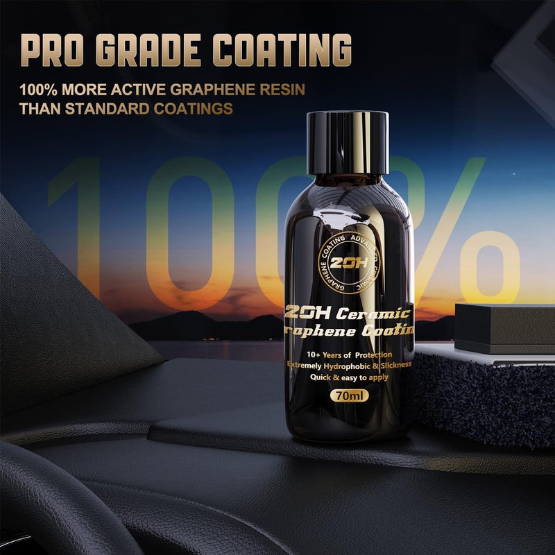 DRONAR 20H Professional Graphene Ceramic Coating for Cars (70ml) - 10+ Years Protection, Hydrophobic, Scratch & UV Resistant, High Gloss Finish - Professional-Grade Car Detailing Kit - Easy Application - Image 2